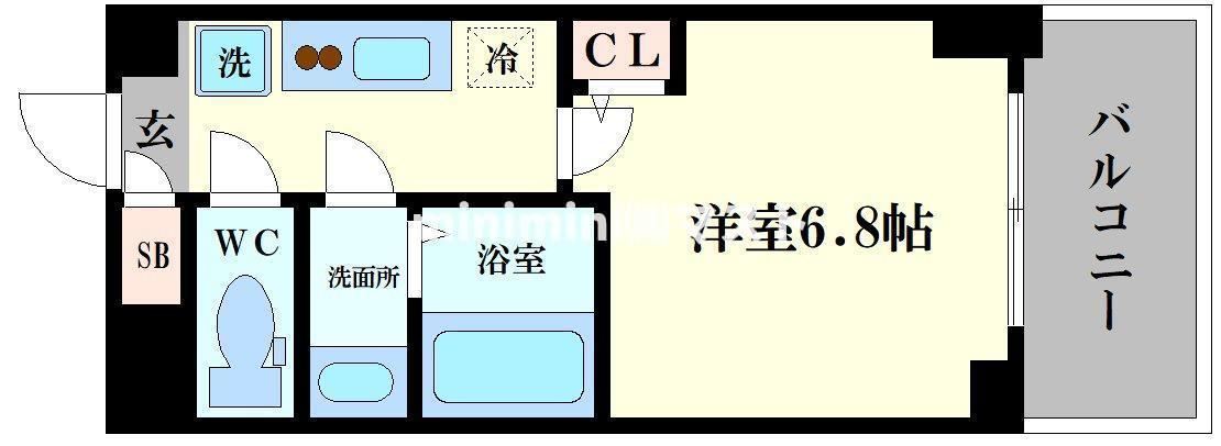 セレニテ日本橋ミラク(1K/11階)の間取り写真