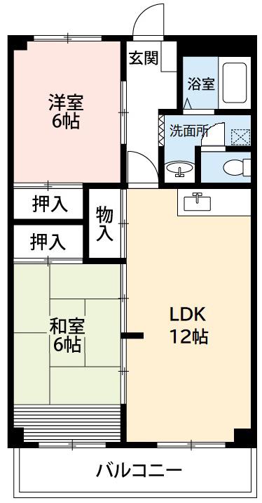 グランシャリオ幸田(2LDK/1階)の間取り写真