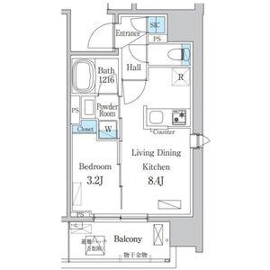 デュオフラッツ今池フレナ(1LDK/4階)の間取り写真