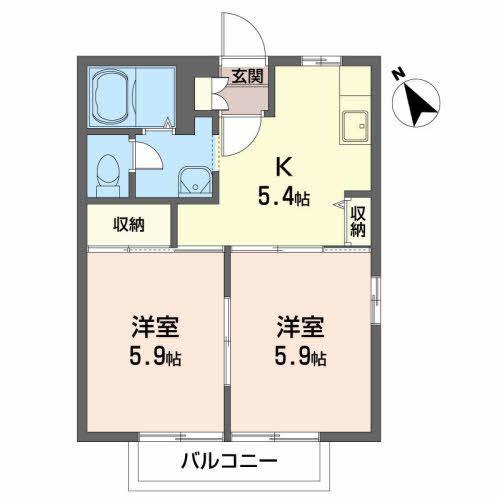 シャインスタ-T A(2K/2階)の間取り写真