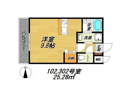 エルスタンザ伊丹(ワンルーム/1階)の間取り写真