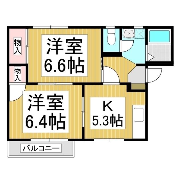 タウニィ宮沖 A(2K/1階)の間取り写真