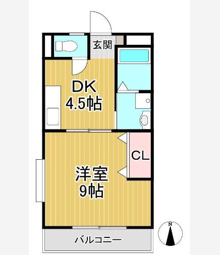 パークアヴェニュー(1DK/2階)の間取り写真