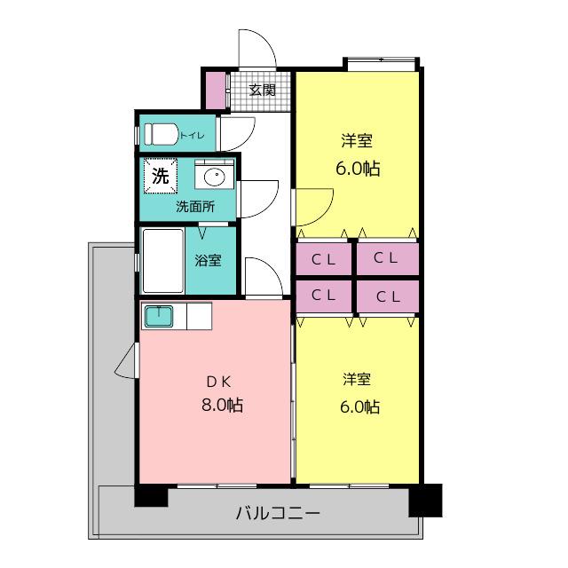 RSレジデンス松島(2DK/5階)の間取り写真