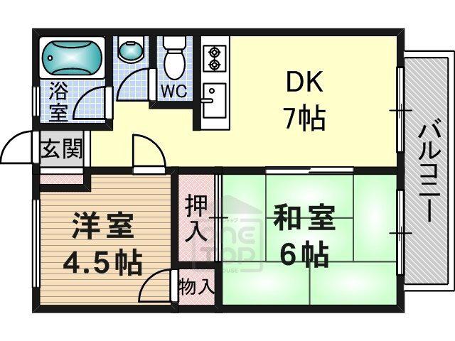 サンシティ西田(2DK/1階)の間取り写真