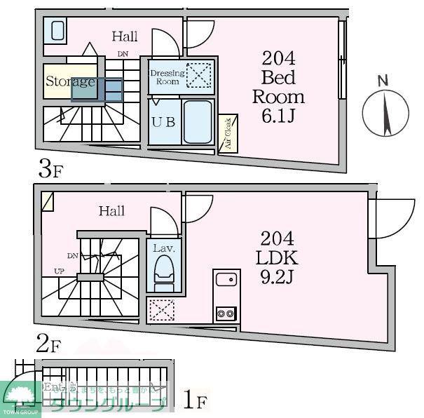 REBERTY竹ノ塚(1LDK/2階)の間取り写真