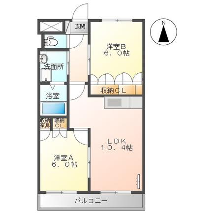 グランフォースMOCO(2LDK/2階)の間取り写真
