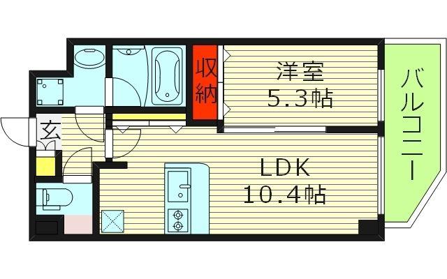 SK RESIDENCE城北(1LDK/2階)の間取り写真
