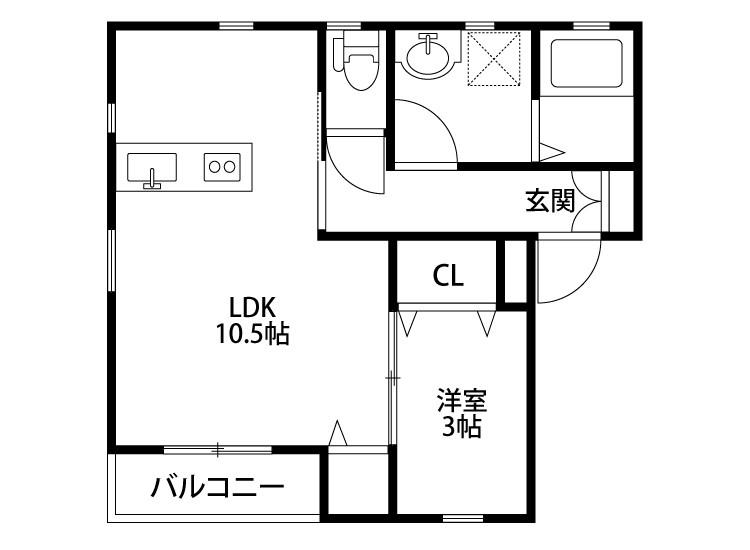 モーント米山壱番館(1LDK/2階)の間取り写真