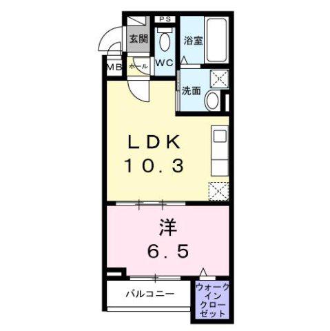 東一津屋アパート(1LDK/2階)の間取り写真