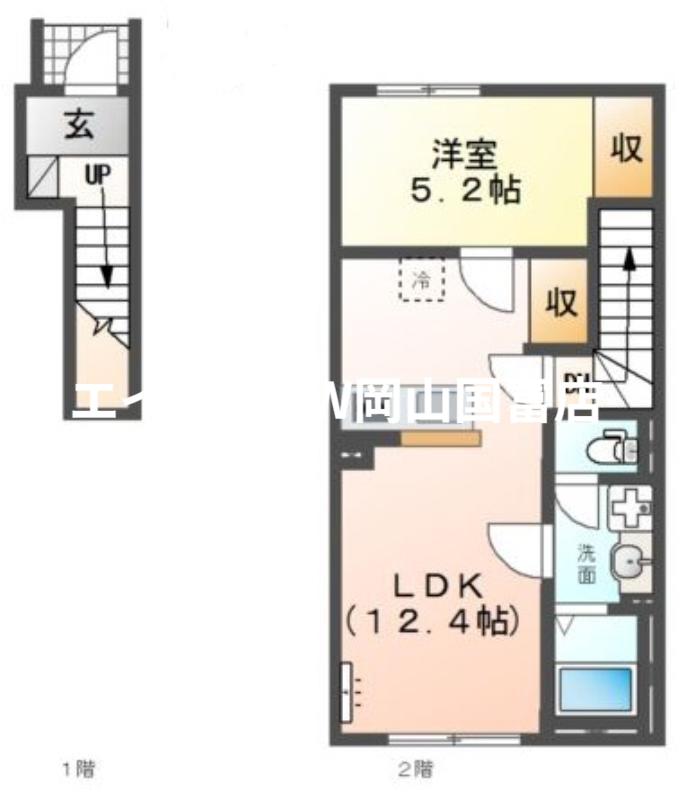 シャフル(1LDK/2階)の間取り写真