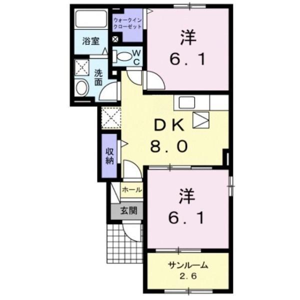 フローラーリア(2DK/1階)の間取り写真