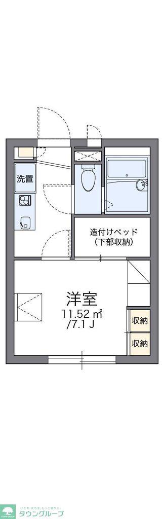 レオパレスパークサイド(1K/1階)の間取り写真