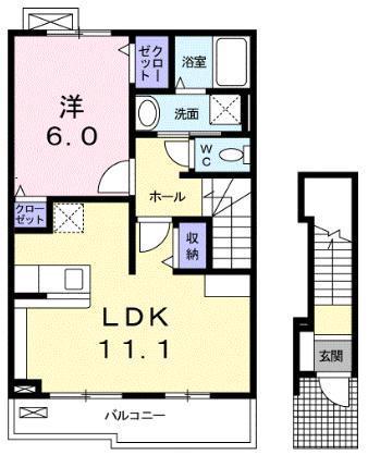 ラ・ルーチェ I(1LDK/2階)の間取り写真