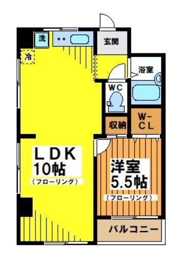 アライハイツ(1LDK/3階)の間取り写真