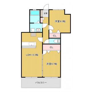 ステラヴァン(2LDK/1階)の間取り写真