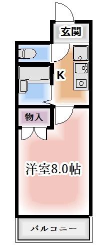クレセントM浮島(1K/4階)の間取り写真