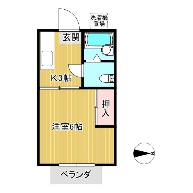 第19ASKコーポ(1K/1階)の間取り写真