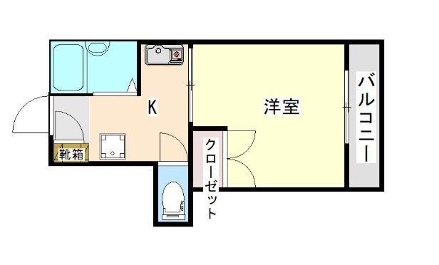 アップルコート紫原II(1K/2階)の間取り写真