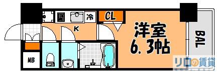 プレサンス淡路駅前(1K/2階)の間取り写真