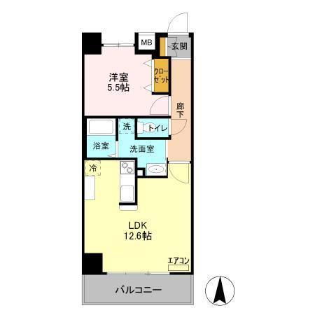 RIO GRANDE(1LDK/6階)の間取り写真