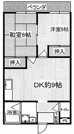 サンロゼ山本 (2DK/3階)の間取り写真
