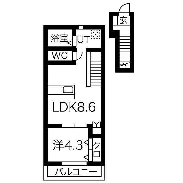 レジョイエ羽島(1LDK/2階)の間取り写真