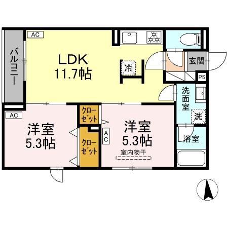 セレスティア荒川N(2LDK/2階)の間取り写真
