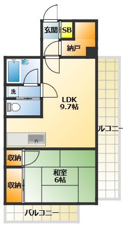 テランジア(1LDK/4階)の間取り写真