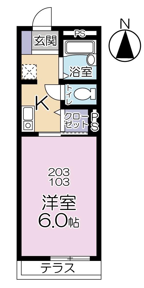 シャルム祖師谷(1K/1階)の間取り写真