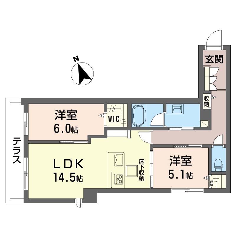 ル パラディ アデガワ(2LDK/1階)の間取り写真