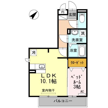 プリマテラッセ(1LDK/3階)の間取り写真