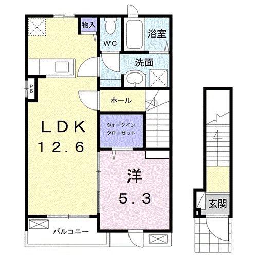 リュニック 唯 II(1LDK/2階)の間取り写真