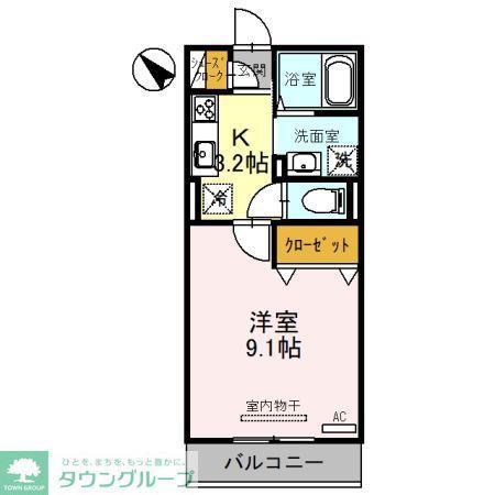 コリーヌヴェール上小(1K/3階)の間取り写真