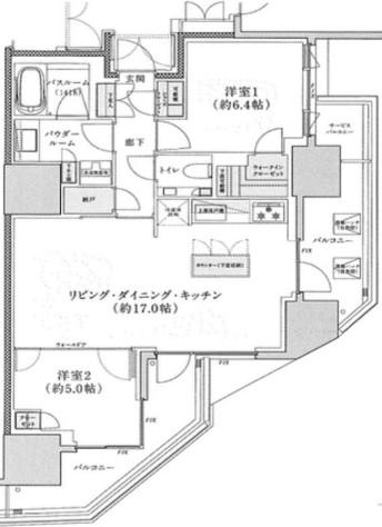 プレミスト白金(2LDK/11階)の間取り写真