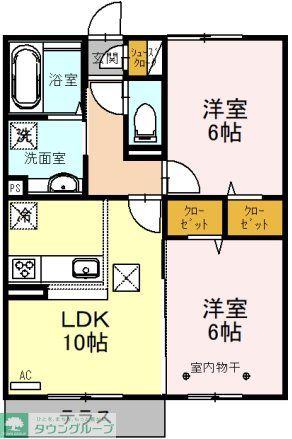ビューテラス(2LDK/1階)の間取り写真