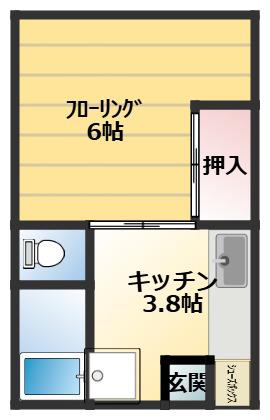 幸洋荘(1K/1階)の間取り写真