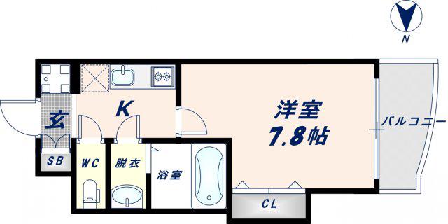 ラグゼ布施南(1K/9階)の間取り写真