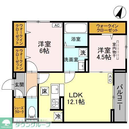 アドラブール A棟(2LDK/3階)の間取り写真