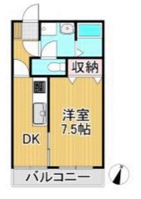 第2コーポ江頭(1DK/1階)の間取り写真