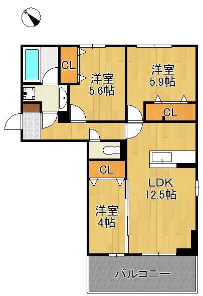 アークパルシモン(3LDK/2階)の間取り写真
