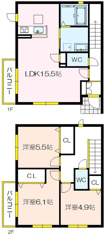 地下鉄谷町線 野江内代駅 徒歩8分 2階建 築15年(3LDK/1階)の間取り写真