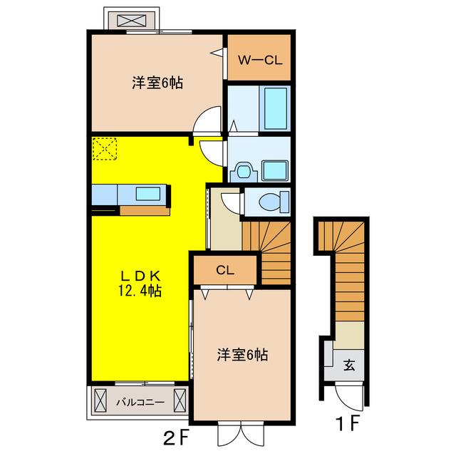 アルド-レ A(2LDK/2階)の間取り写真