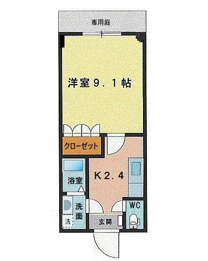 サンパティオ(1K/1階)の間取り写真