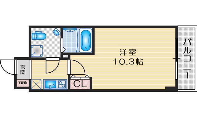 SERENITE江坂四番館(1K/9階)の間取り写真