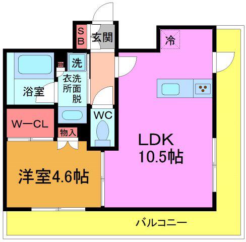 ザ・パークハビオ行徳駅前(1LDK/3階)の間取り写真