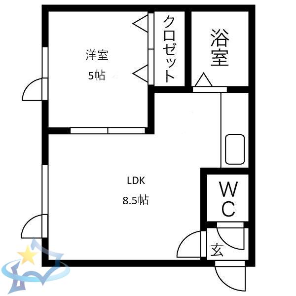 コアライズ弐番館(1LDK/3階)の間取り写真