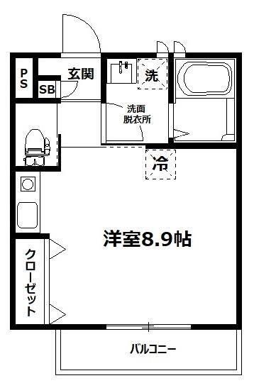 レーヴ天王町(ワンルーム/1階)の間取り写真