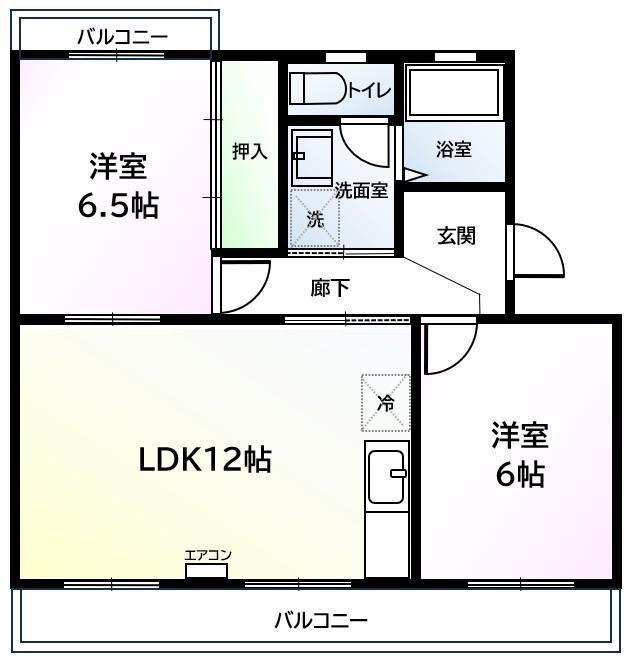 ヴィラ長者町(2LDK/2階)の間取り写真