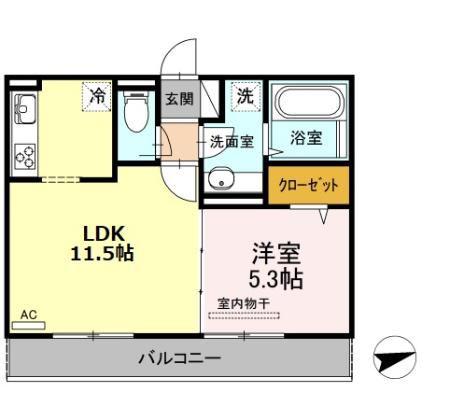 POLONIA KOKURA-KITA(1LDK/2階)の間取り写真